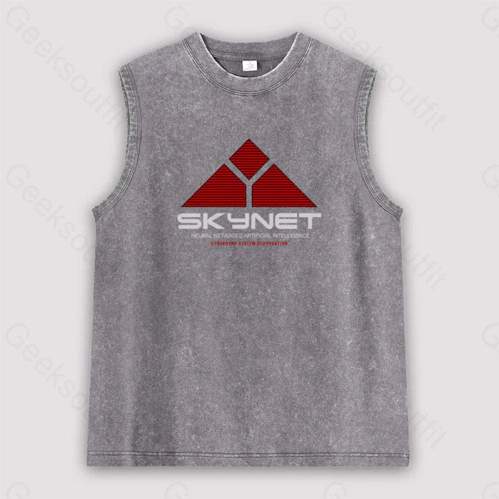 Skynet Neural Net Based Artificial Intelligence Unisex Washed Tank Grey / S
