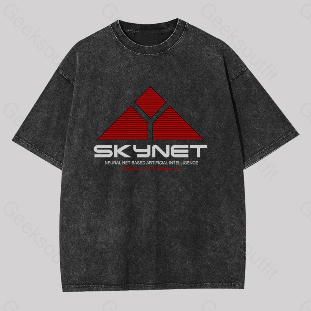 Skynet-Neural Net Based Artificial Intelligence Washed T-Shirt Black / S