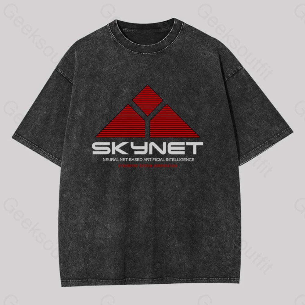 Skynet-Neural Net Based Artificial Intelligence Washed T-Shirt Black / S