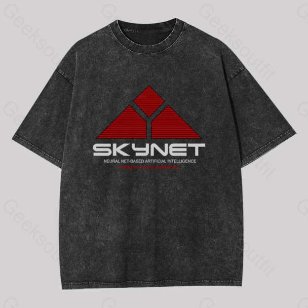 Skynet-Neural Net Based Artificial Intelligence Washed T-Shirt Black / S