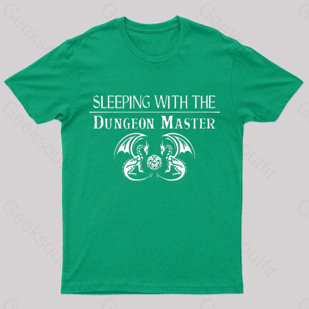 Sleeping With The Dungeon Master Nerd T-Shirt Green / S