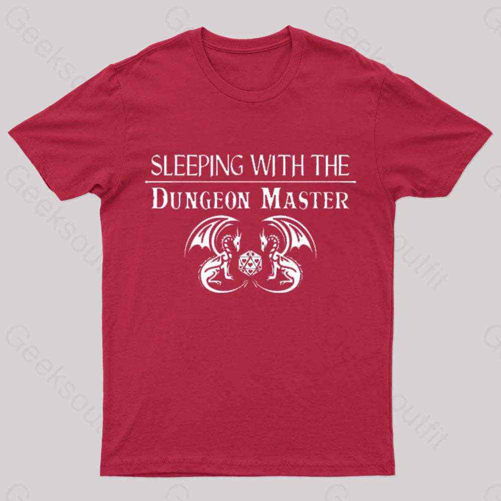 Sleeping With The Dungeon Master Nerd T-Shirt Red / S