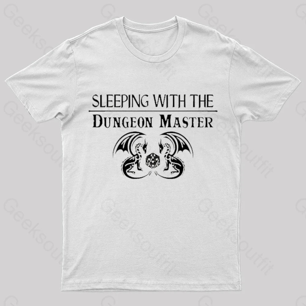 Sleeping With The Dungeon Master Nerd T-Shirt White / S