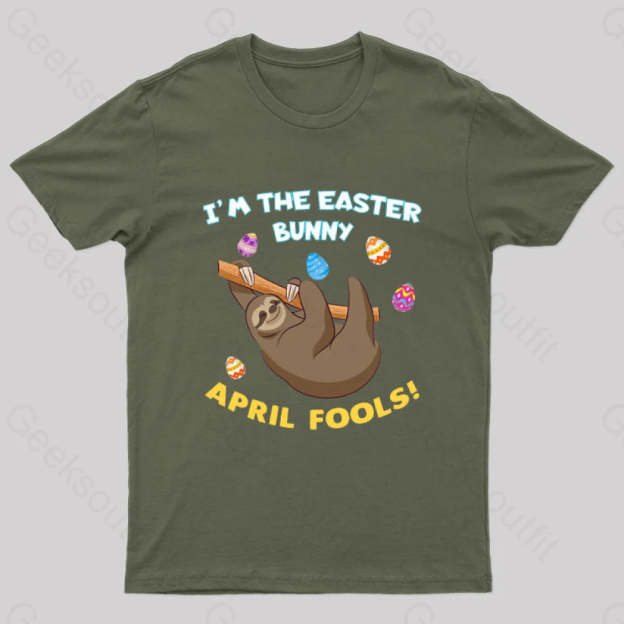 Sloth April Fools Day Geek T-Shirt Army Green / S