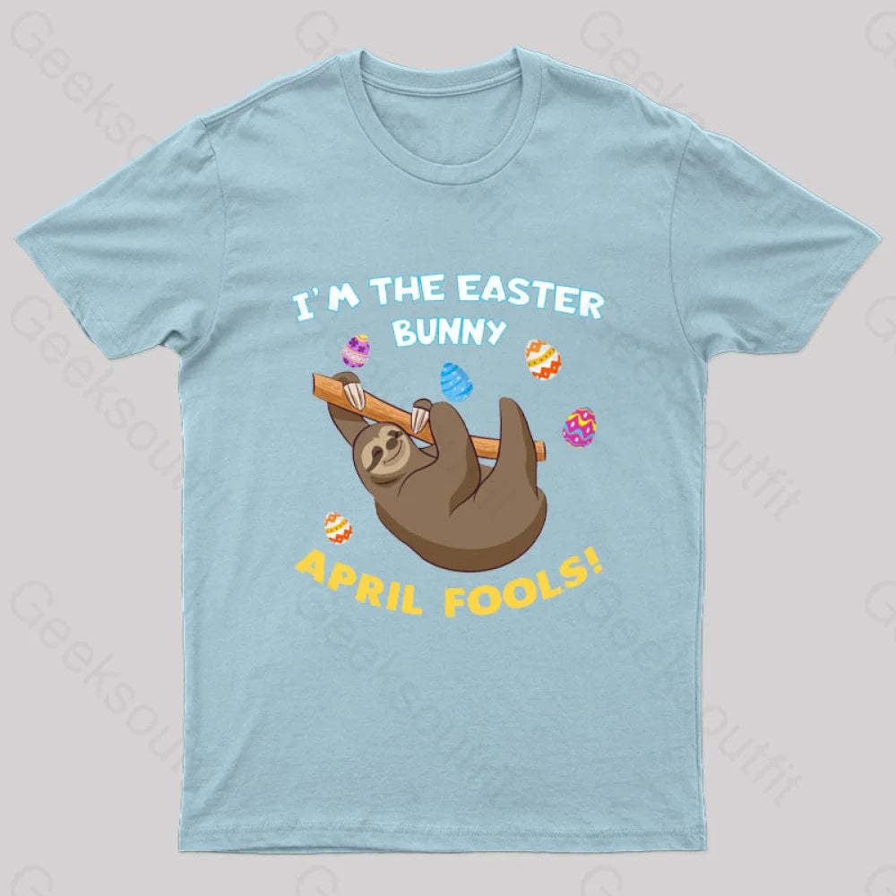 Sloth April Fools Day Geek T-Shirt Light Blue / S