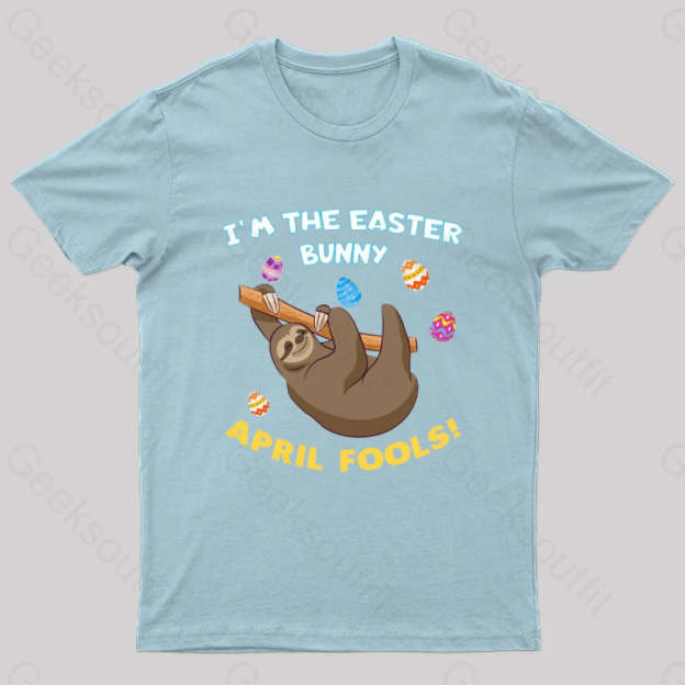Sloth April Fools Day Geek T-Shirt Light Blue / S