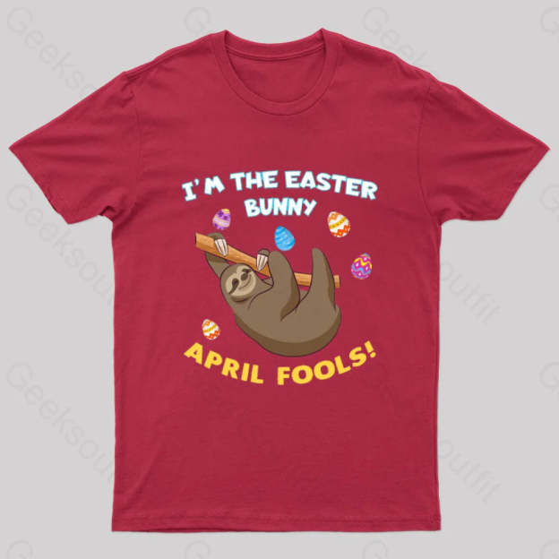 Sloth April Fools Day Geek T-Shirt Red / S