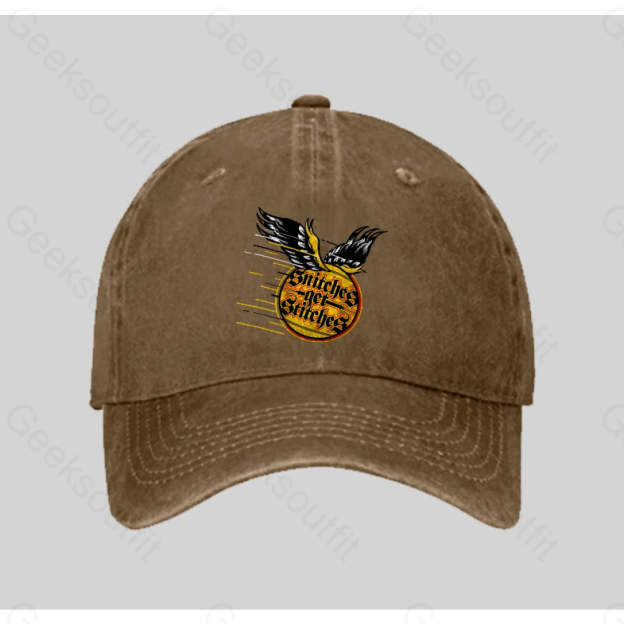 Snitches Get Stitches Washed Vintage Baseball Cap Natural