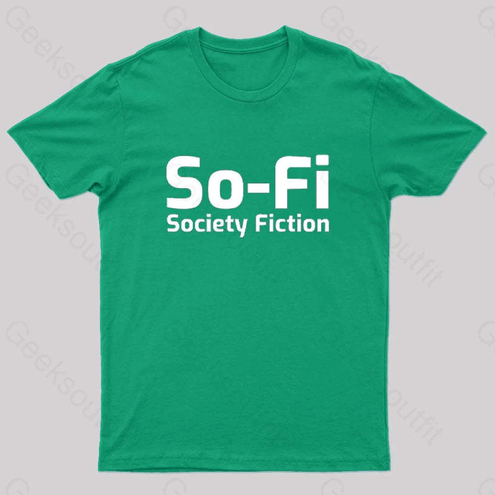 So-Fi Society Fiction Fitted Geek T-Shirt Green / S