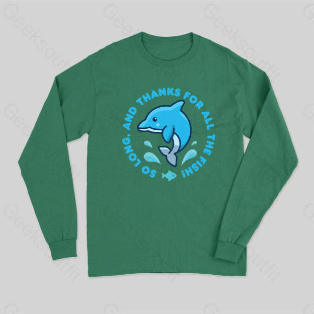 So Long And Thanks For All The Fish! Sleeve T-Shirt Green / S