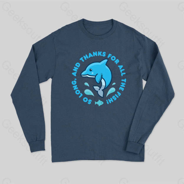 So Long And Thanks For All The Fish! Sleeve T-Shirt Navy / S