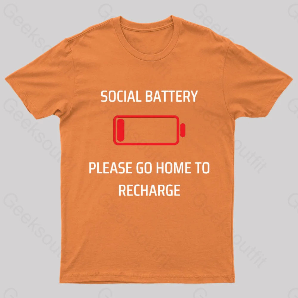 Social Battery Low Nerd T-Shirt Orange / S