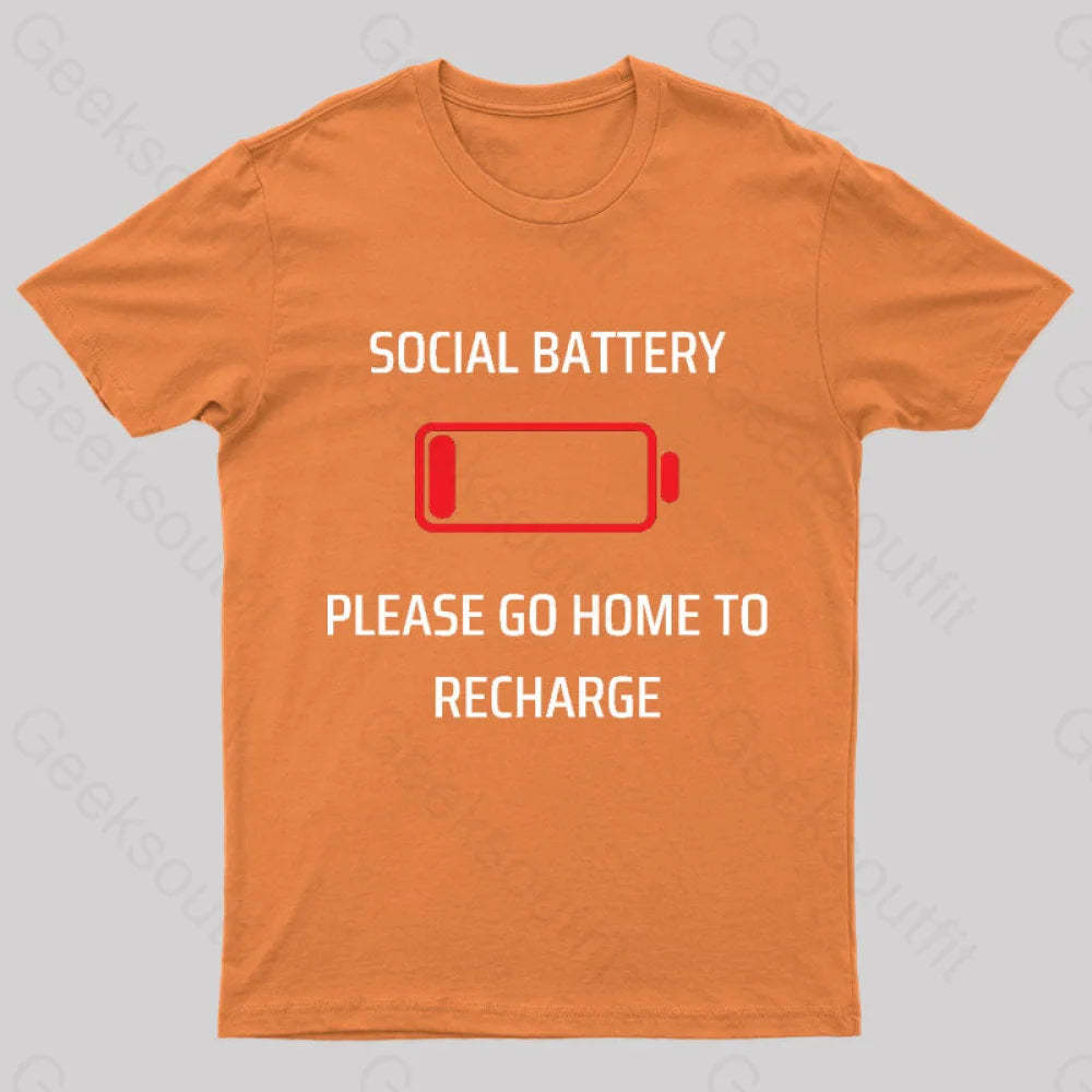 Social Battery Low Nerd T-Shirt Orange / S