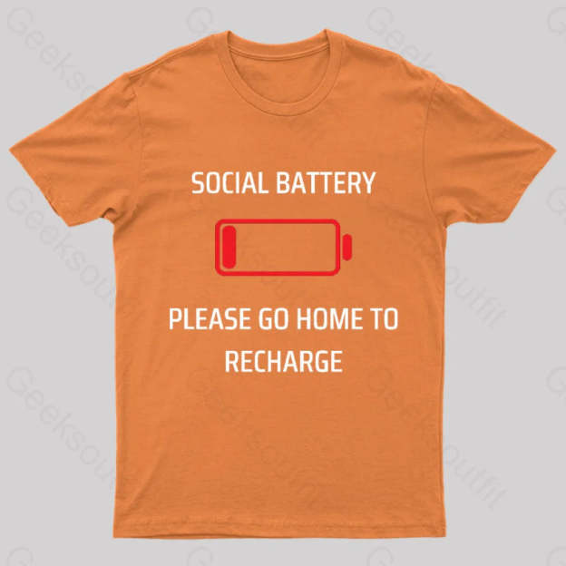 Social Battery Low Nerd T-Shirt Orange / S