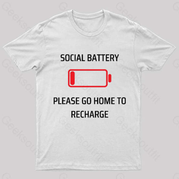 Social Battery Low Nerd T-Shirt White / S