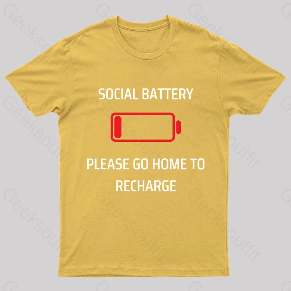 Social Battery Low Nerd T-Shirt Yellow / S