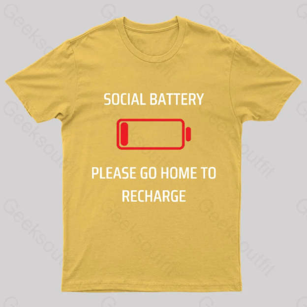 Social Battery Low Nerd T-Shirt Yellow / S