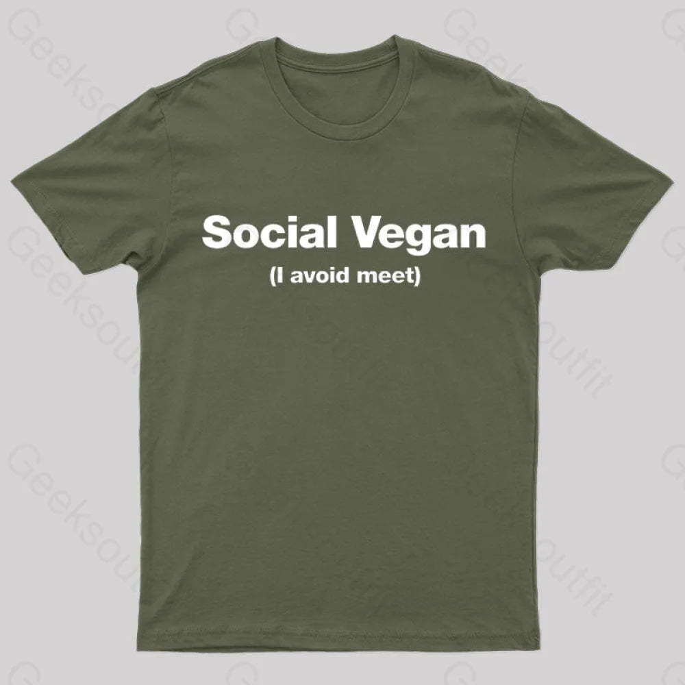 Social Vegan Geek T-Shirt Army Green / M