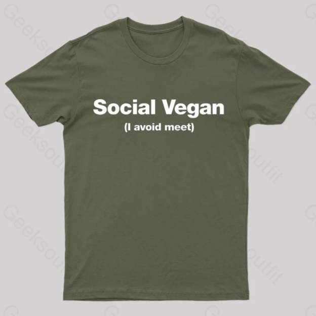 Social Vegan Geek T-Shirt Army Green / M