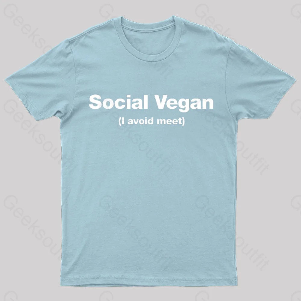 Social Vegan Geek T-Shirt Light Blue / S