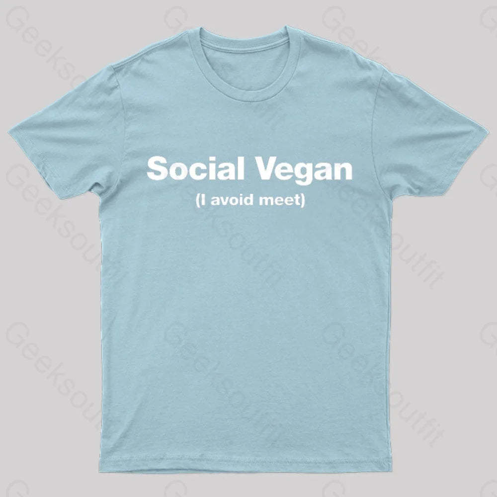 Social Vegan Geek T-Shirt Light Blue / S