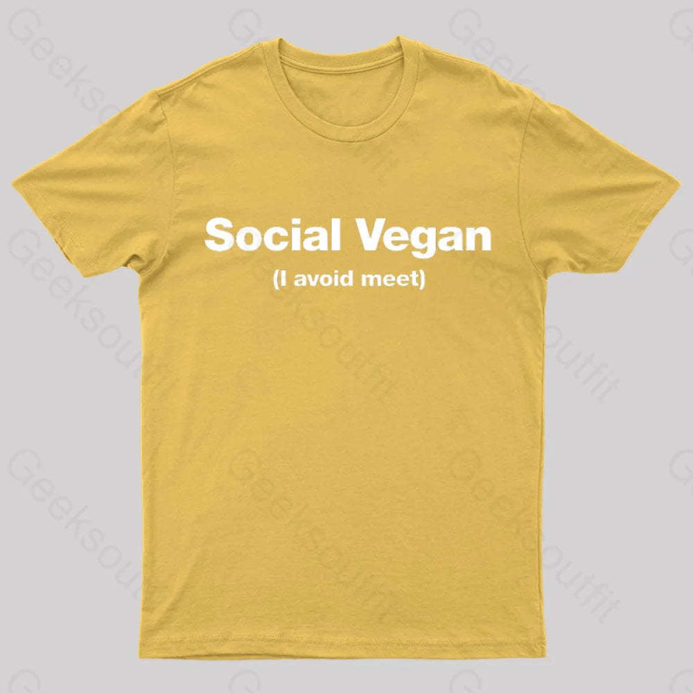Social Vegan Geek T-Shirt Yellow / S