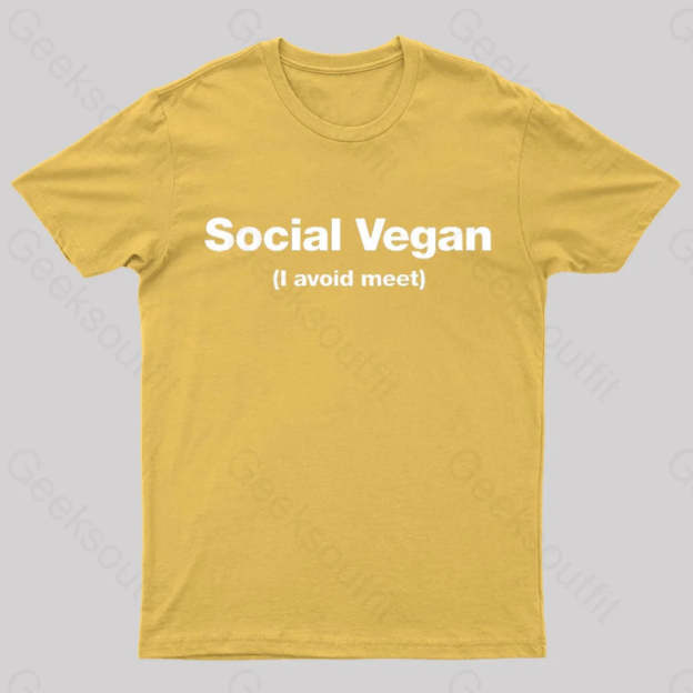 Social Vegan Geek T-Shirt Yellow / S