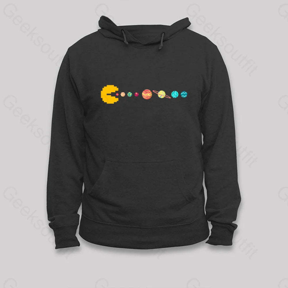 Solar System Eating Game Hoodie Black / S