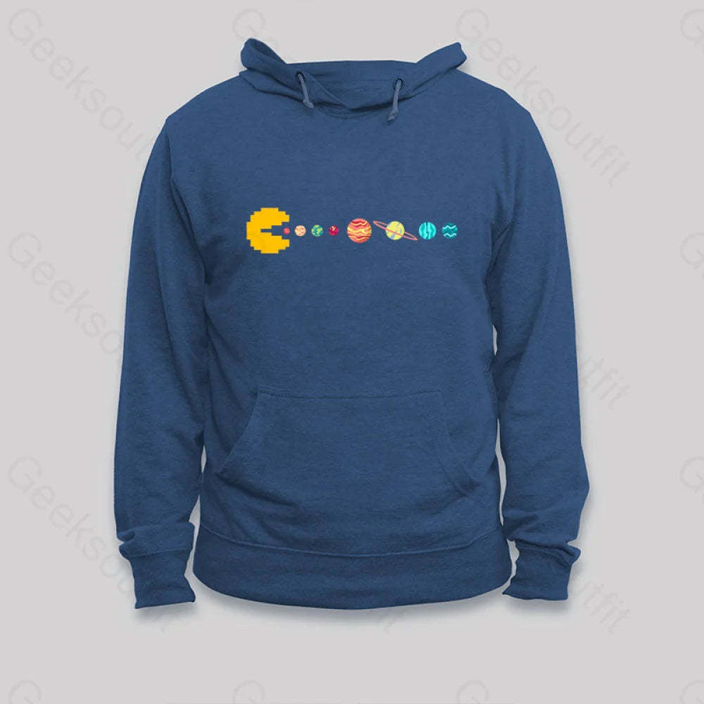 Solar System Eating Game Hoodie Dark Blue / S