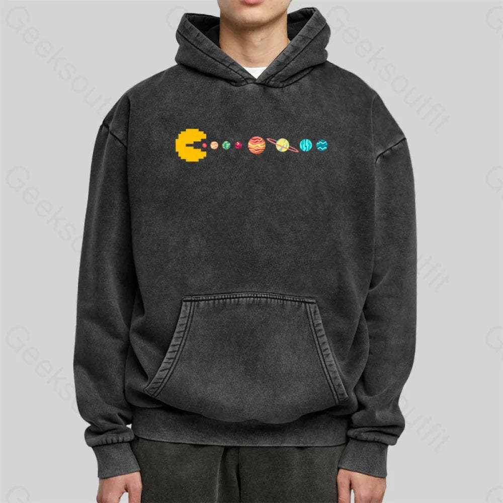 Solar System Eating Game Washed Hoodie