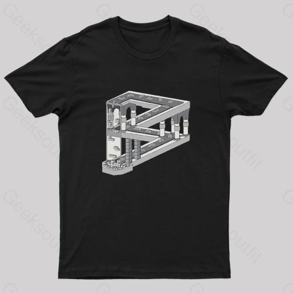 Some Game Involving Falling Blocks In The Style Of M.c. Escher Nerd T-Shirt Black / S