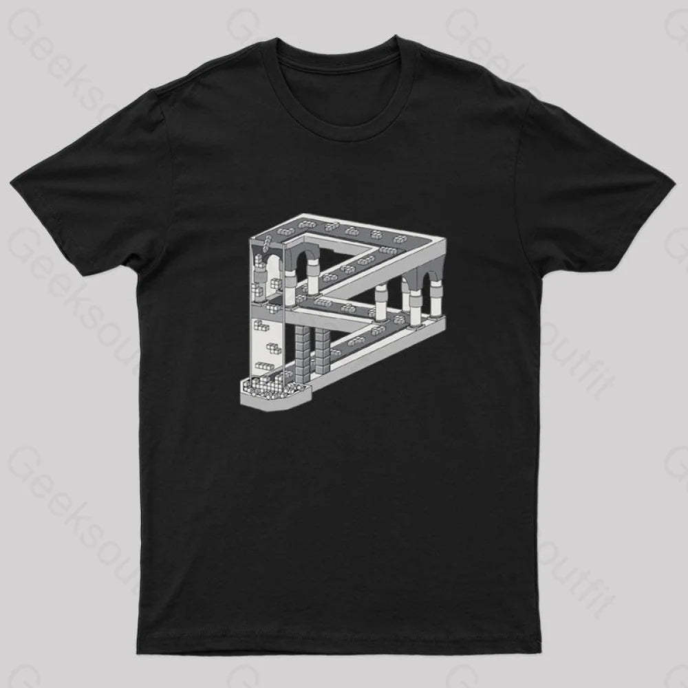 Some Game Involving Falling Blocks In The Style Of M.c. Escher Nerd T-Shirt Black / S