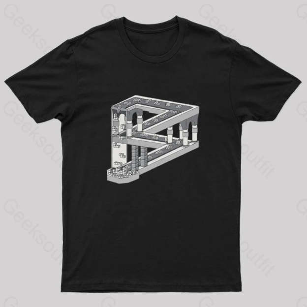 Some Game Involving Falling Blocks In The Style Of M.c. Escher Nerd T-Shirt Black / S