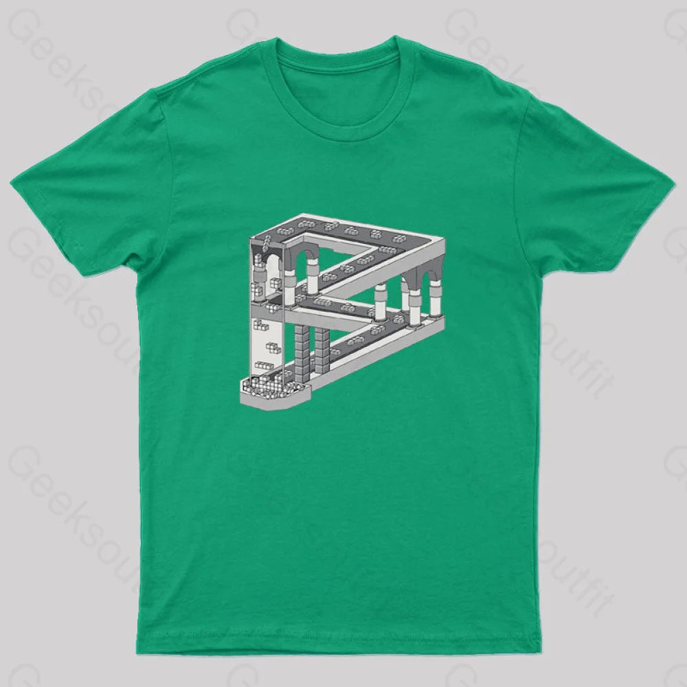 Some Game Involving Falling Blocks In The Style Of M.c. Escher Nerd T-Shirt Green / S