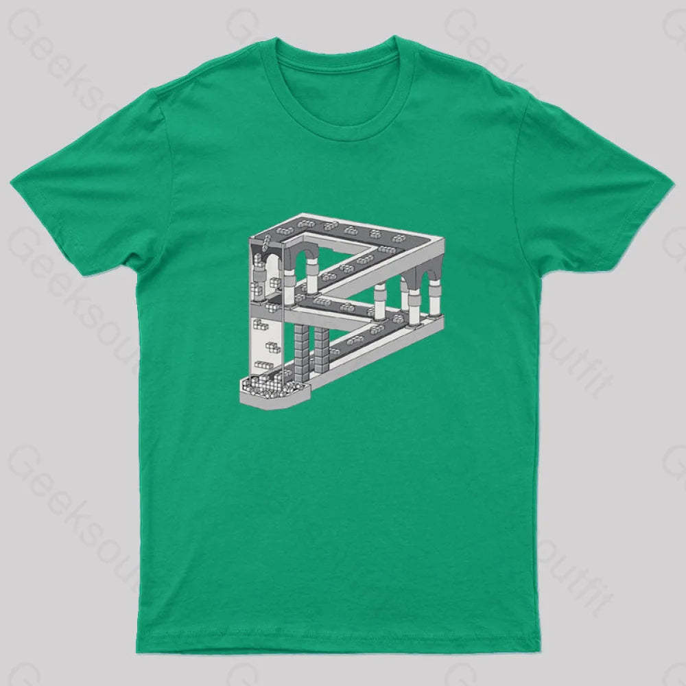 Some Game Involving Falling Blocks In The Style Of M.c. Escher Nerd T-Shirt Green / S