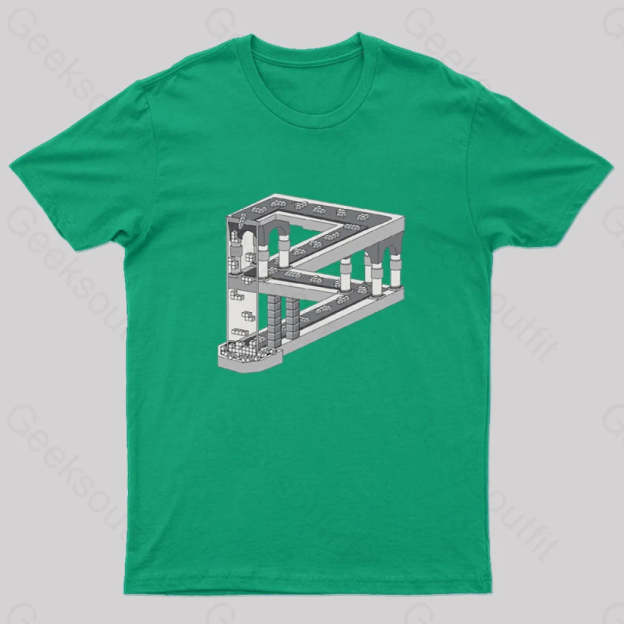 Some Game Involving Falling Blocks In The Style Of M.c. Escher Nerd T-Shirt Green / S