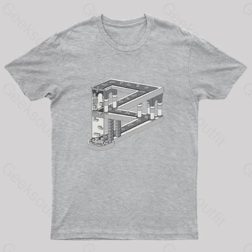 Some Game Involving Falling Blocks In The Style Of M.c. Escher Nerd T-Shirt Grey / S
