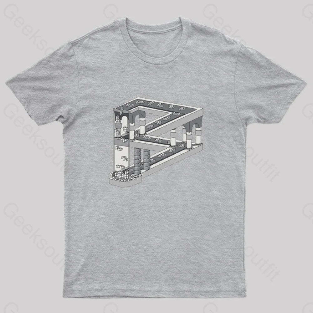Some Game Involving Falling Blocks In The Style Of M.c. Escher Nerd T-Shirt Grey / S