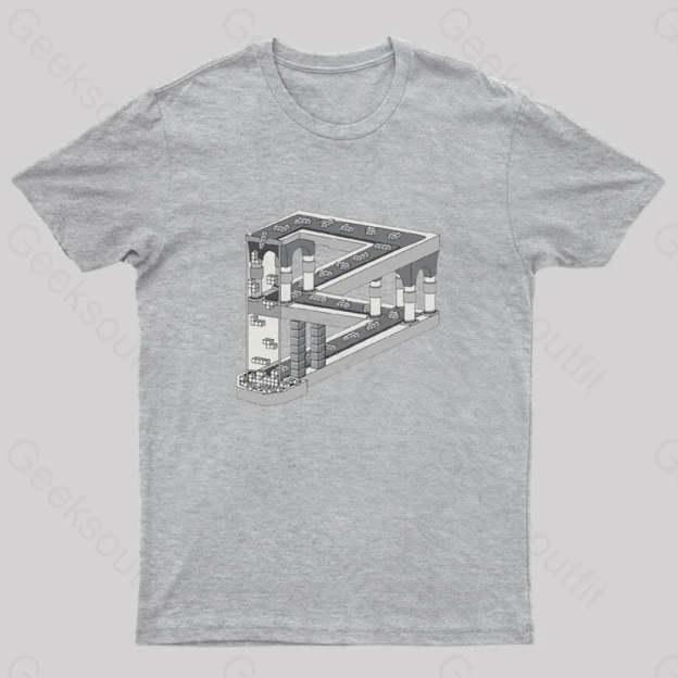 Some Game Involving Falling Blocks In The Style Of M.c. Escher Nerd T-Shirt Grey / S