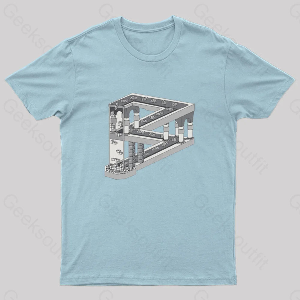Some Game Involving Falling Blocks In The Style Of M.c. Escher Nerd T-Shirt Light Blue / S