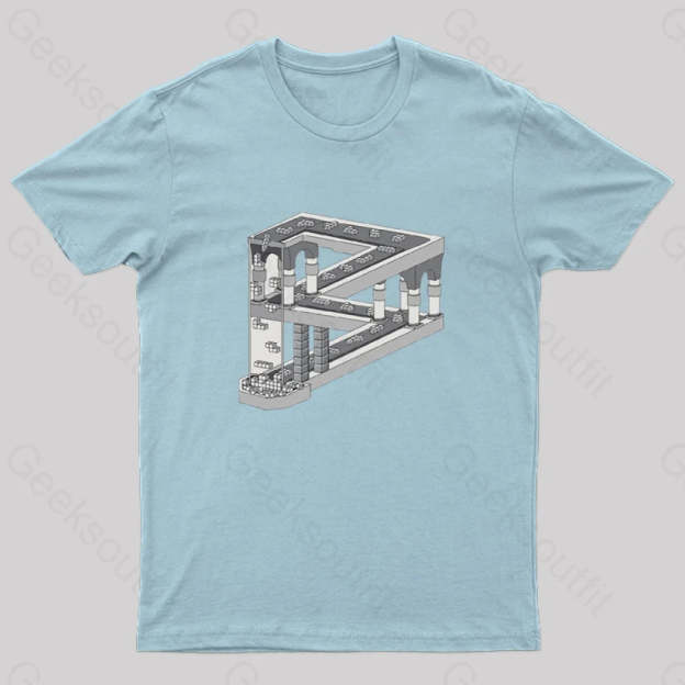 Some Game Involving Falling Blocks In The Style Of M.c. Escher Nerd T-Shirt Light Blue / S