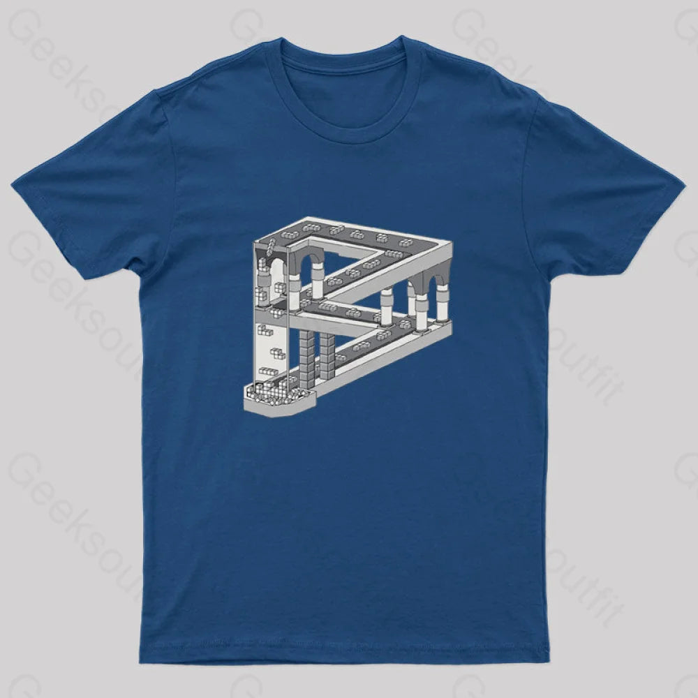 Some Game Involving Falling Blocks In The Style Of M.c. Escher Nerd T-Shirt Navy / S