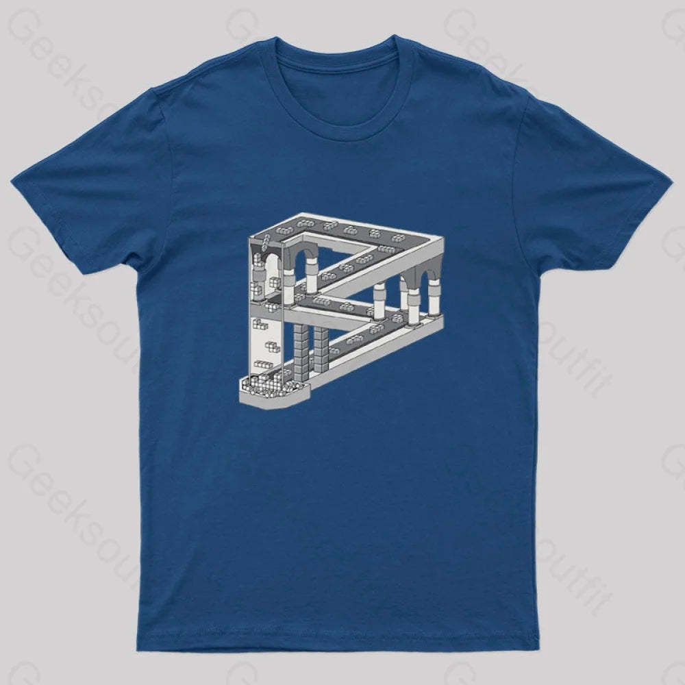 Some Game Involving Falling Blocks In The Style Of M.c. Escher Nerd T-Shirt Navy / S