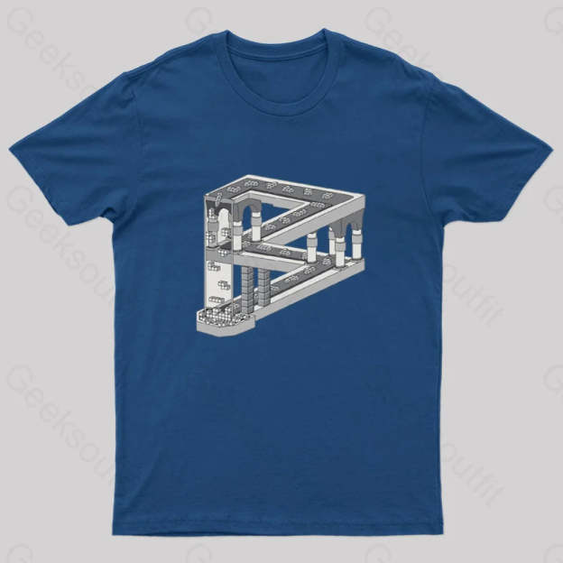 Some Game Involving Falling Blocks In The Style Of M.c. Escher Nerd T-Shirt Navy / S