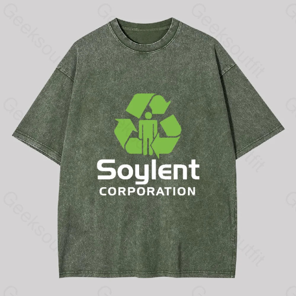 Soylent Corporation Geek Washed T-Shirt Army Green / S