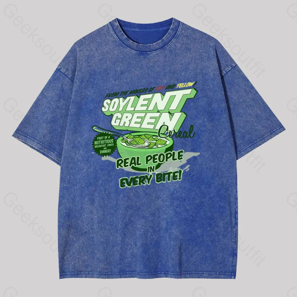 Soylent Green Cereal Washed T-Shirt Blue / S