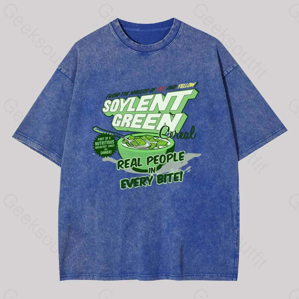 Soylent Green Cereal Washed T-Shirt Blue / S