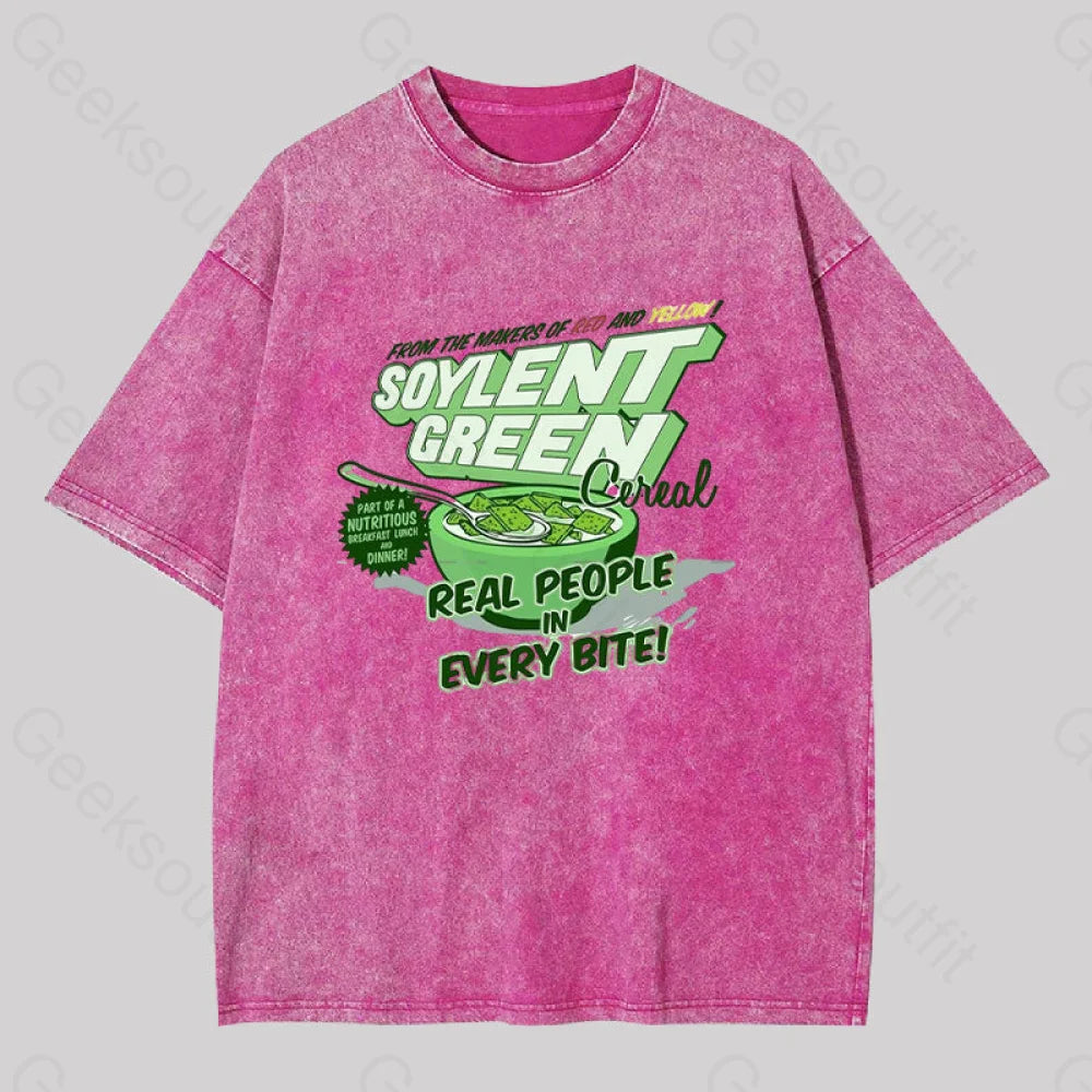 Soylent Green Cereal Washed T-Shirt Rose Red / S