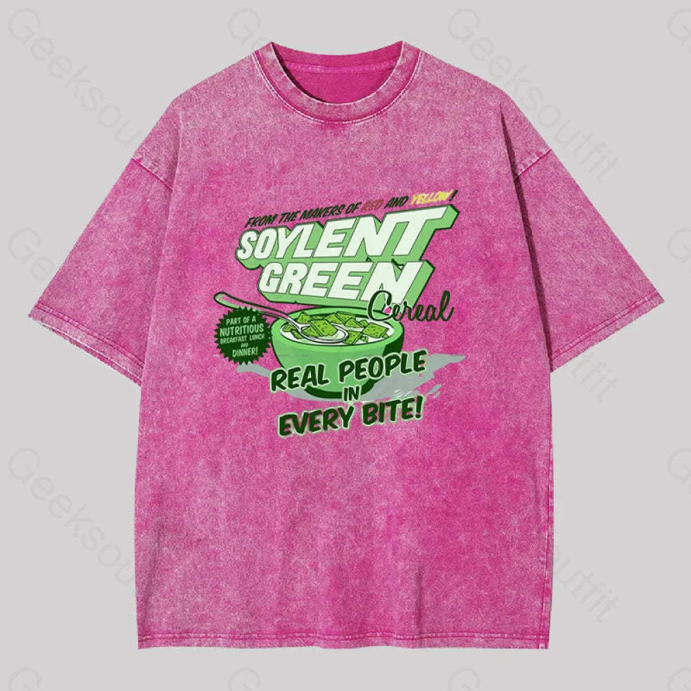 Soylent Green Cereal Washed T-Shirt Rose Red / S