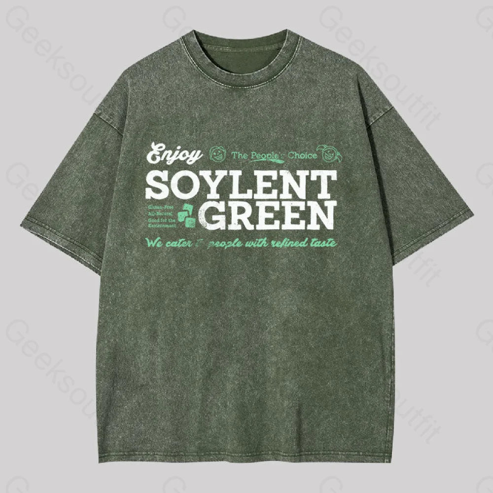 Soylent Green We Cater To People With Refined Taste Washed T-Shirt Army / S